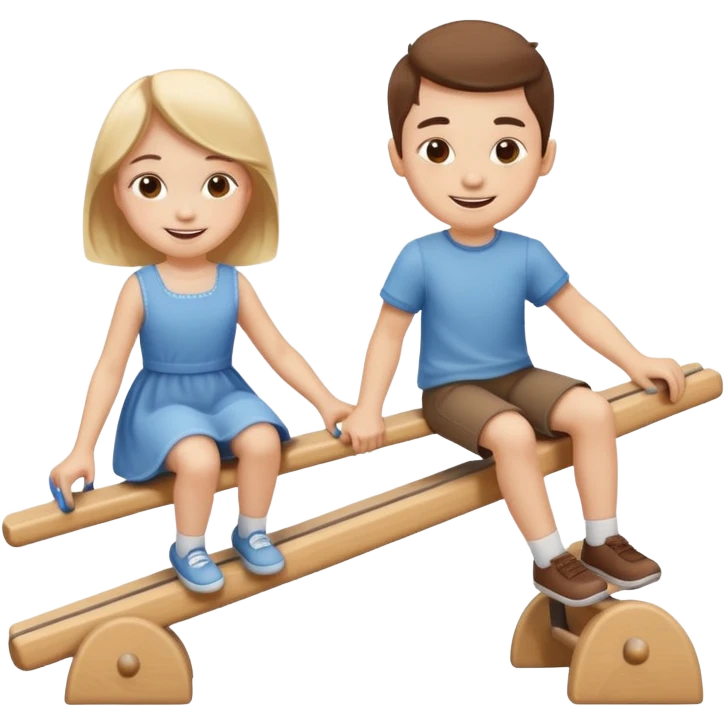 one boy and one girl playing seesaw emoji