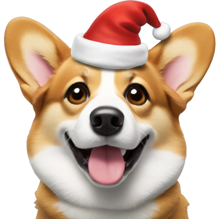 Corgi with Christmas hat emoji