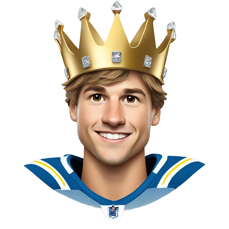 los angeles chargers quarterback justin herbert champion with a crown   emoji