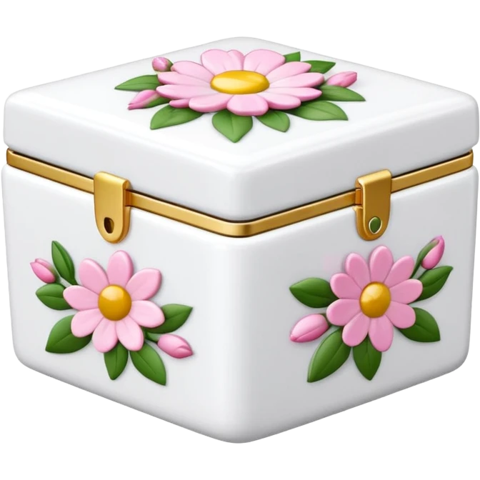 pink and white porcelain box with flowers  emoji