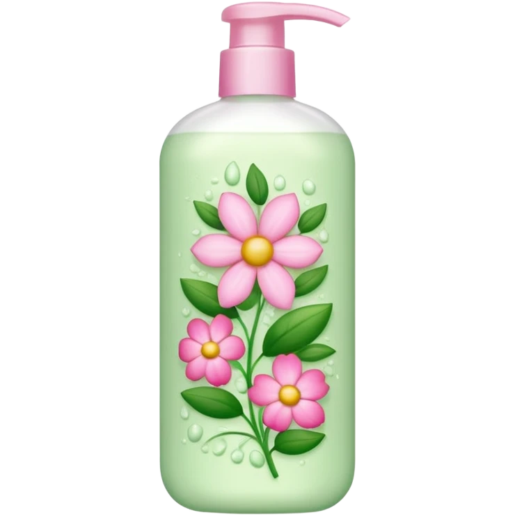 light green and pink floral shampoo emoji