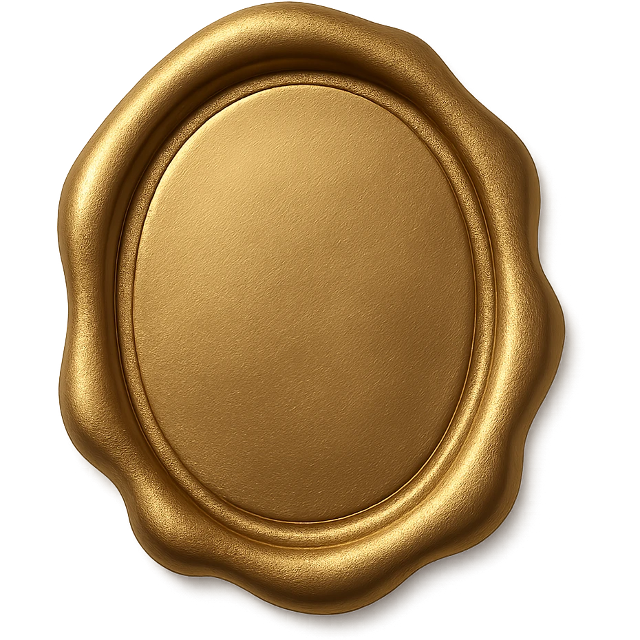 gold wax seal, oval shape, metallic sheen, smooth surface, no markings emoji