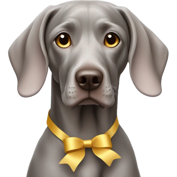 Weimaraner with ribbons on her ears emoji