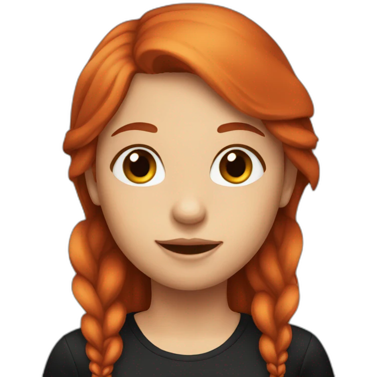 a girl with long red hair, with black shirt emoji