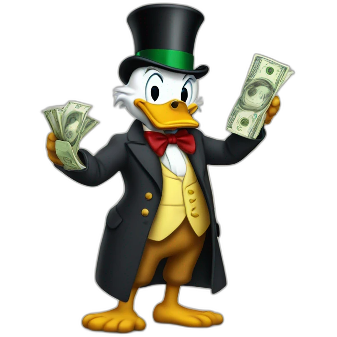 Scrooge McDuck counting money emoji