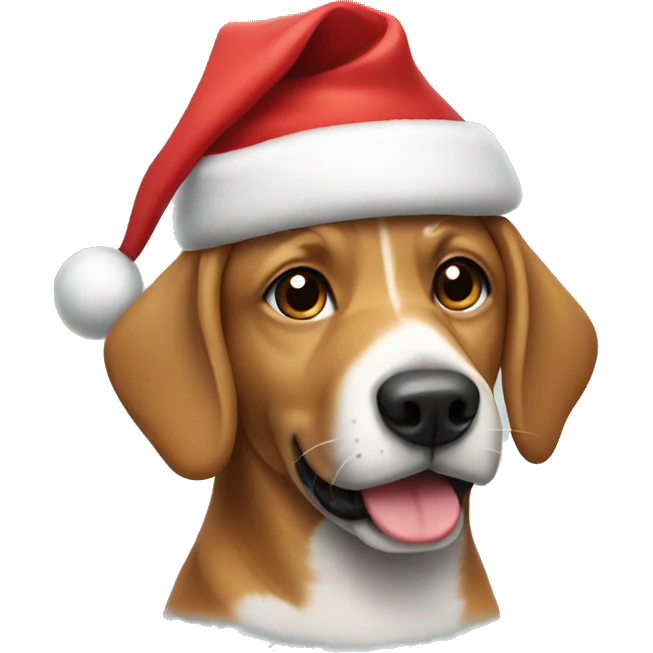 Dog wearing christmas hat emoji