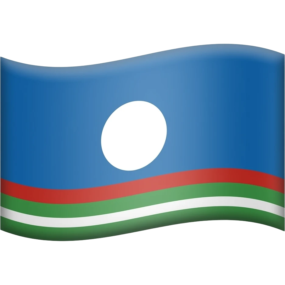 голубое небо без облок 1 белый круг в середине 1 красная полоса в низу 1 зелёная полоса выше красной полосы 1 белая полоса ниже зелёной полосы  в виде флага emoji