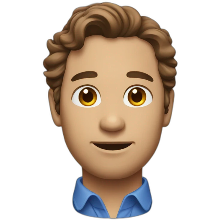 Man with brown wavy hair and blue shirt in profile emoji