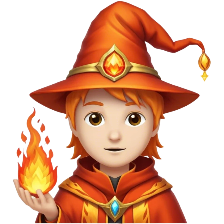 Fire wizard wearing fire wizard hat emoji