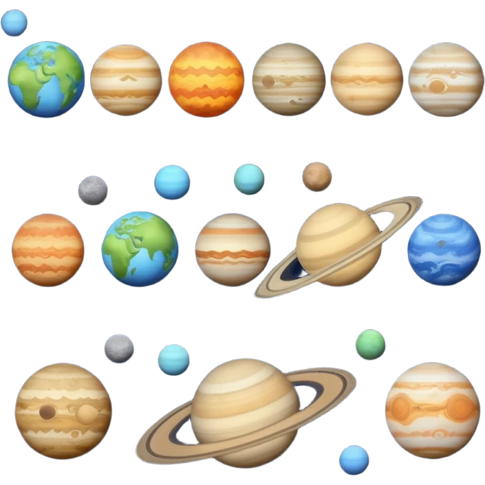 Aline all the planets in a straight line 8 only only 8 emoji
