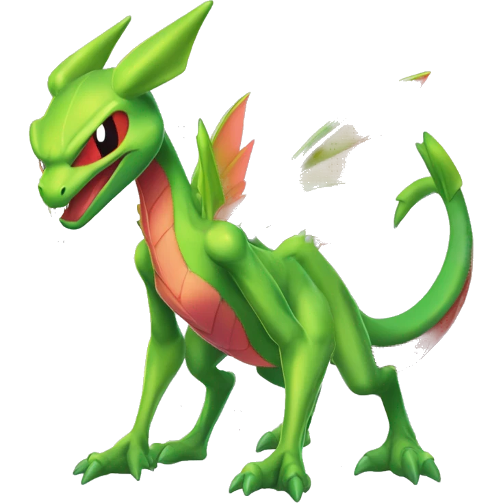Full body sharp edgy shiny punk colorful Fairy-Flygon-Scyther-grovyle emoji