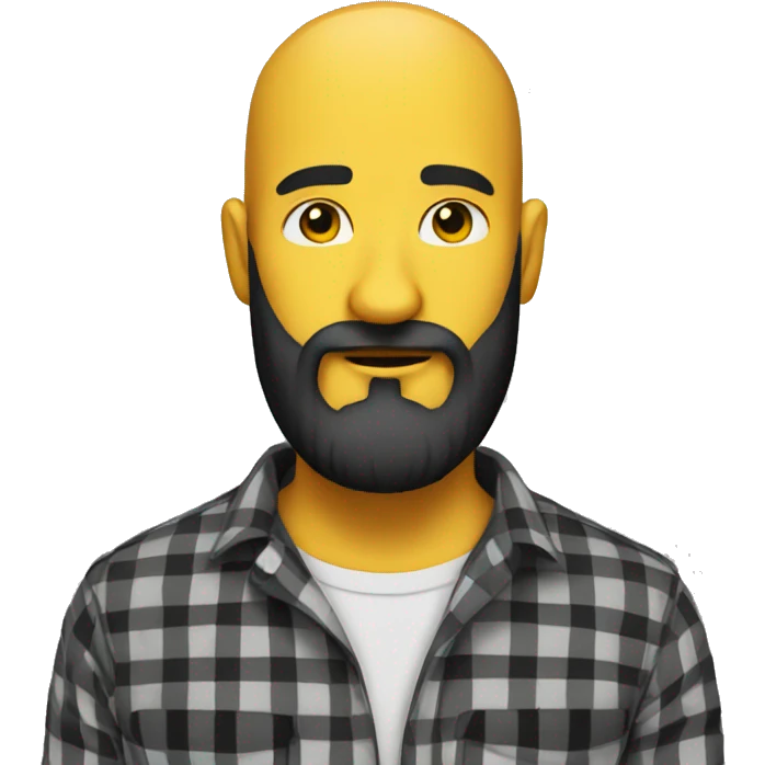 long beard bald yellow black flannel emoji