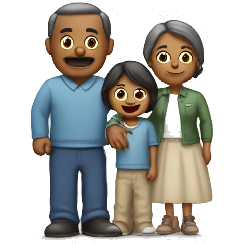 familia papá, mamá y 3 n emoji