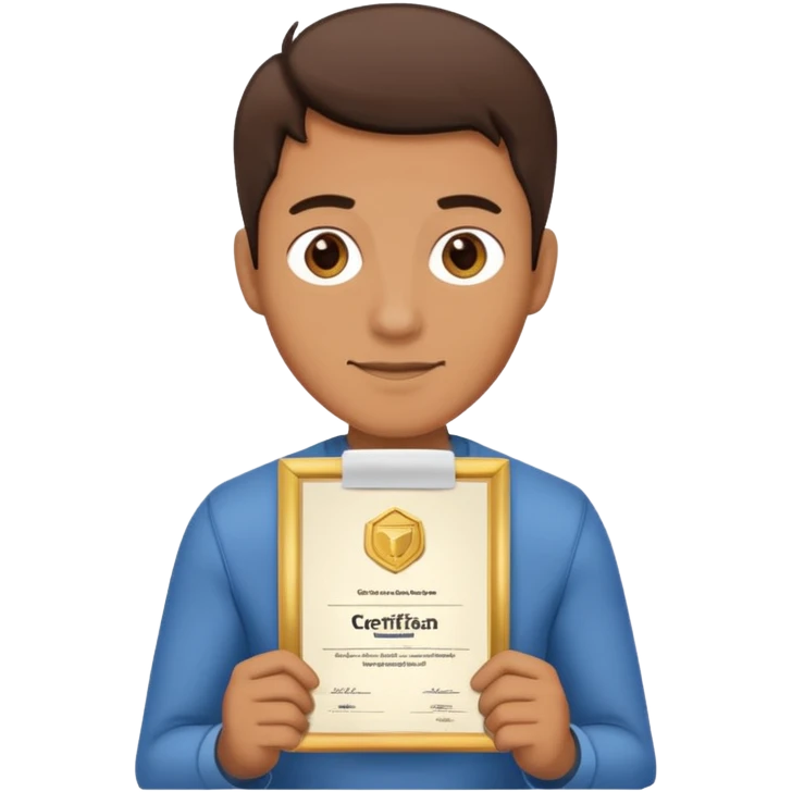a guy holding a tcf certaficate emoji