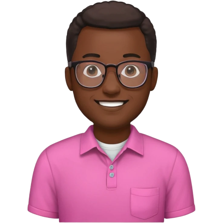 black man with pink shirt, wearing glasses  emoji