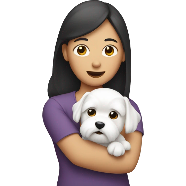 Maltese being held by an Asian woman emoji