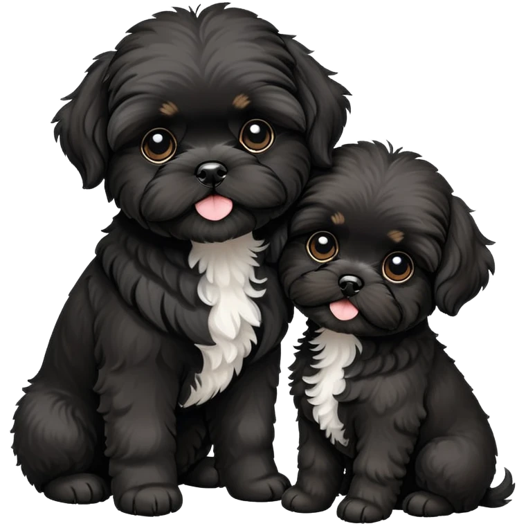 Shih tzu poodle mix black, 2 little pups emoji