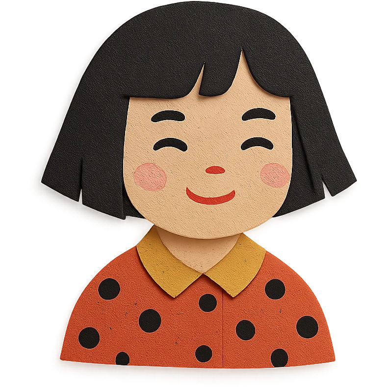 girl with black bob-cut hair, dotted coat, Chinese appearance emoji