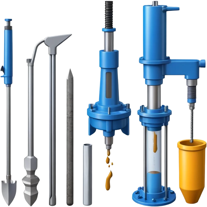 Specialized marine geology tools including sediment corers, rock dredges, and bottom samplers emoji