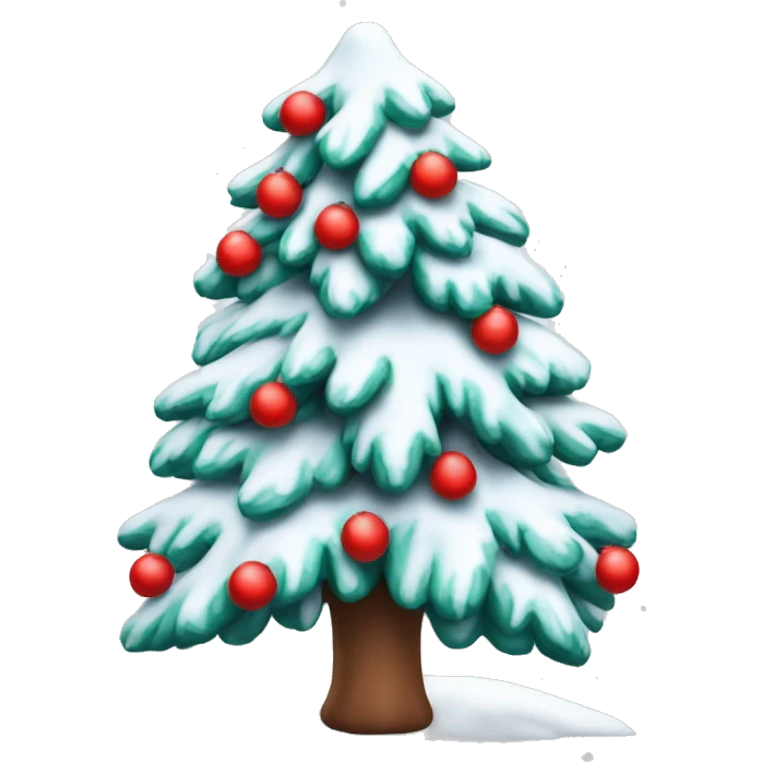 Arbol de navidad nevado con lazos rojos emoji