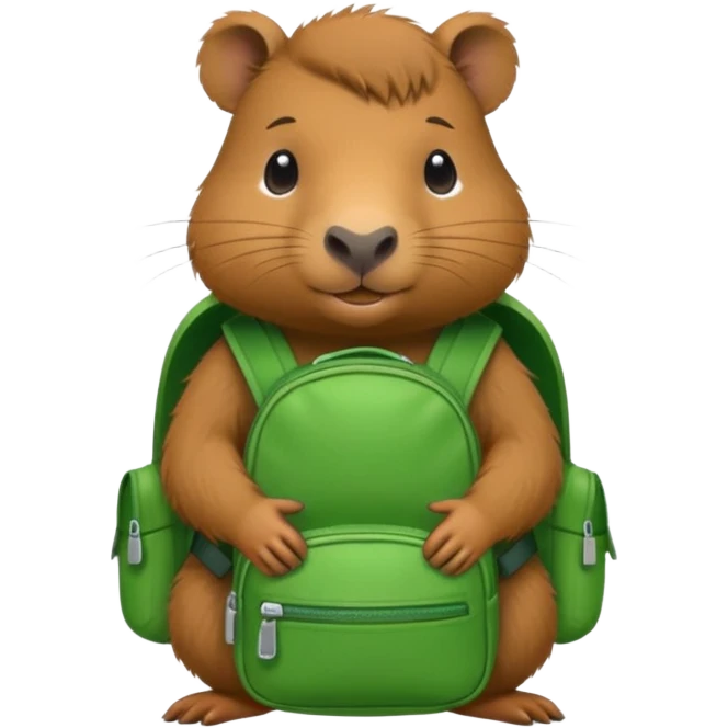 baby capybara wear green backpack emoji