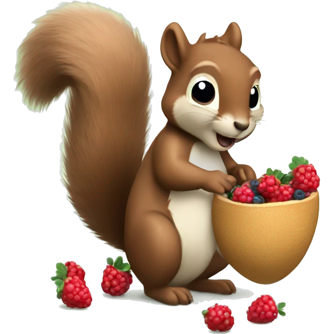 Squirrel eating berries with fluffy tail  emoji