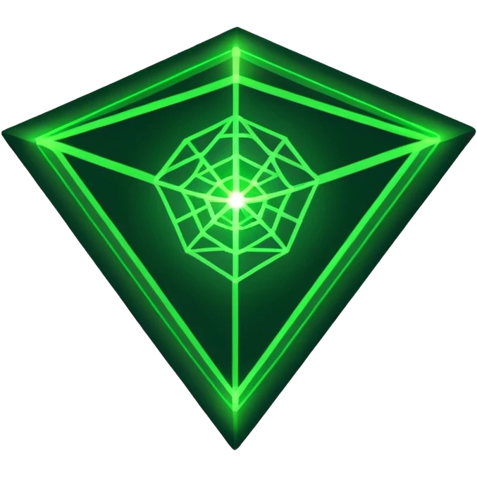 a glowing green laser web, 3/4 angle emoji