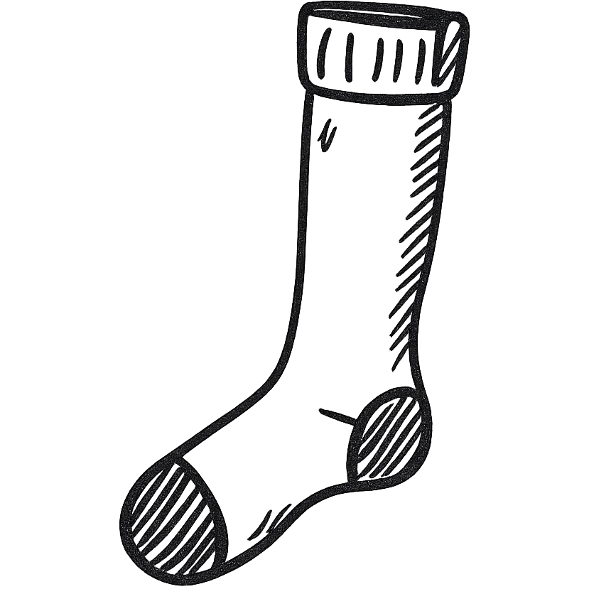 black football sock, simple hand drawn outline icon, no text emoji