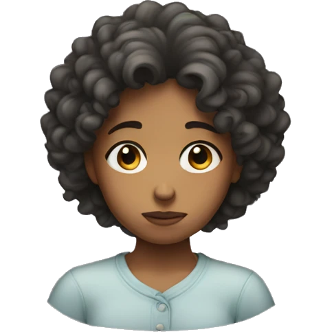 Sad girl with curly hair  emoji