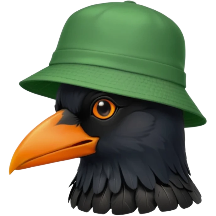 Raven head with bucket hat emoji