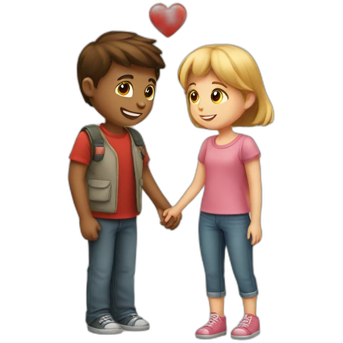 a boy who gives a red heart to a girl emoji
