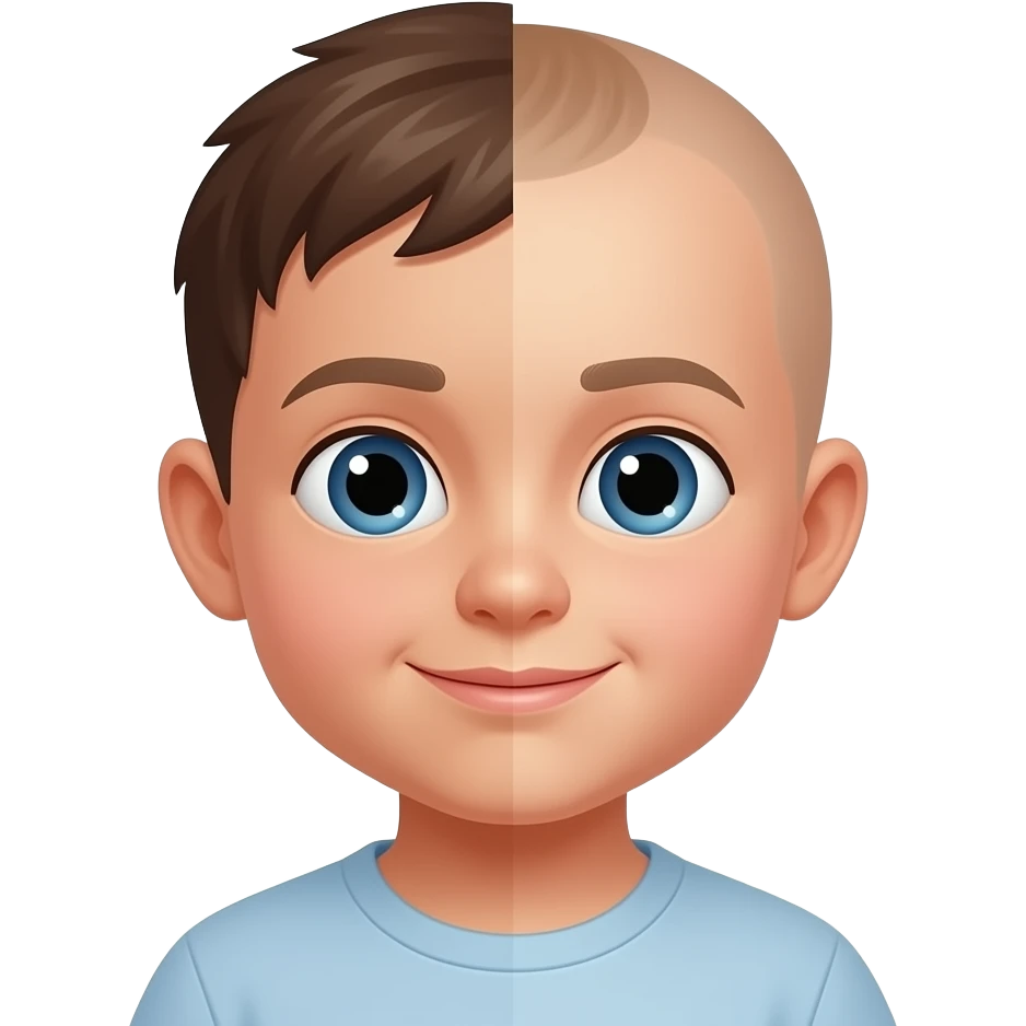 boy transforming into baby split face emoji