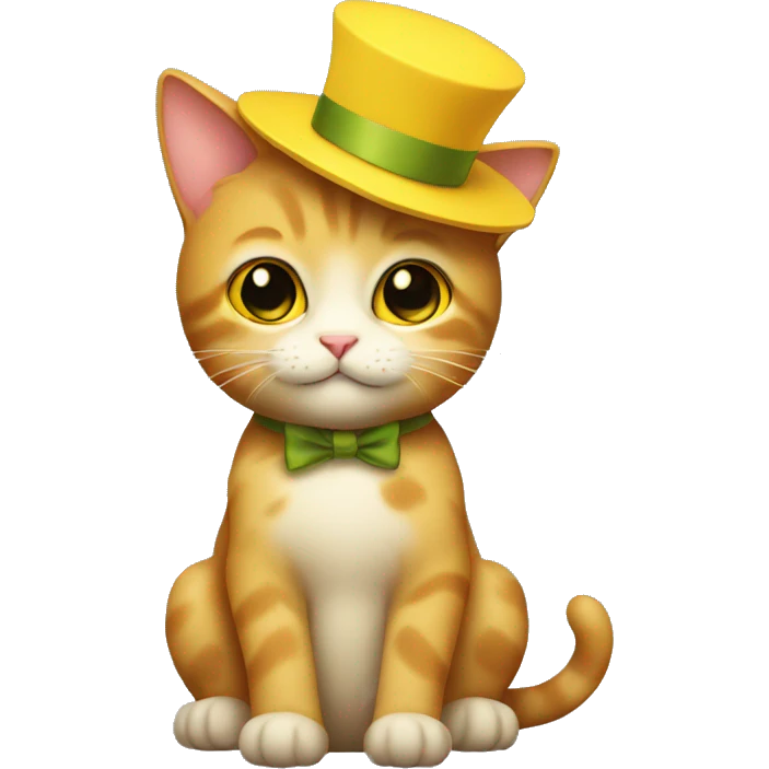 Cat with small yellow bow hat emoji