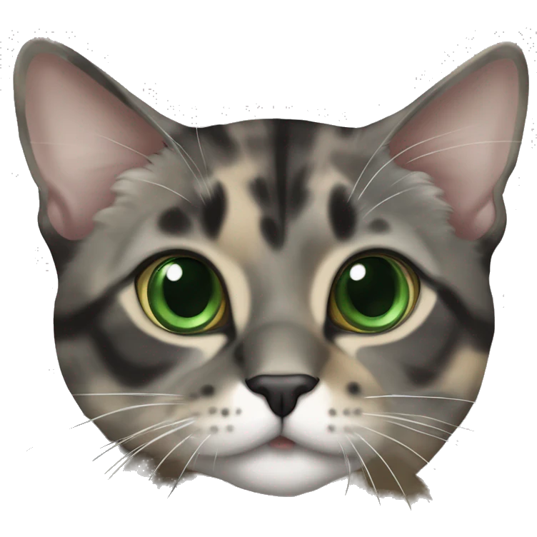 dilute maincoone tortie with green eyes emoji