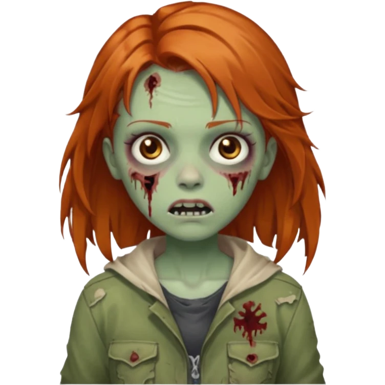 Ginger hair, zombie girl with Brown eyes emoji