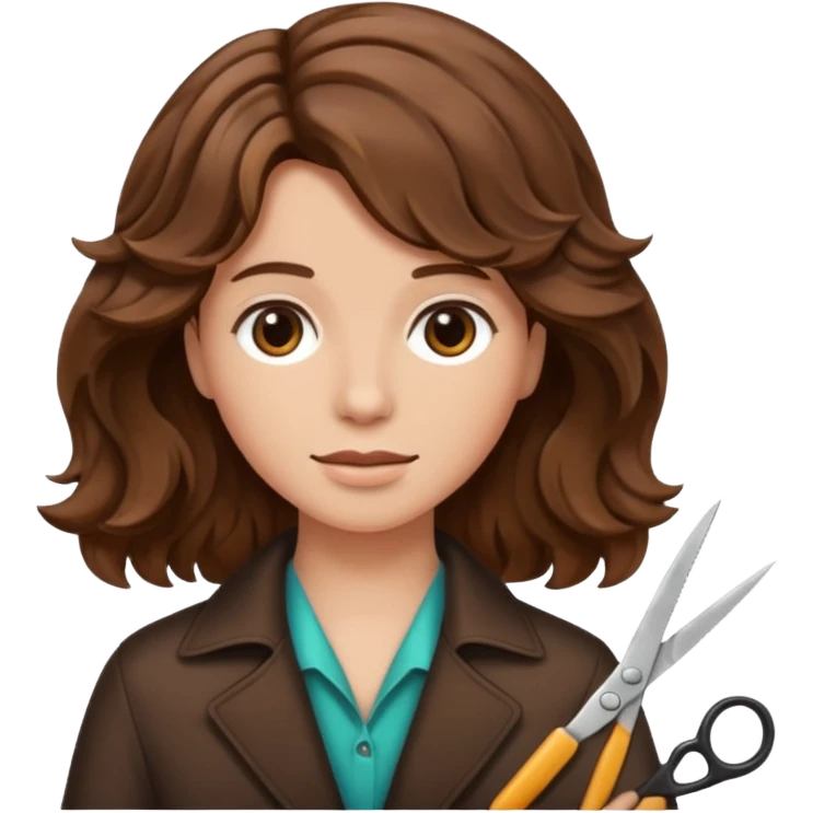 Brown wavy hair cut with scissors emoji