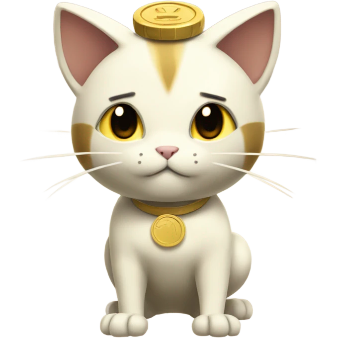 Meowth from Pokémon gold coin on forehead  emoji