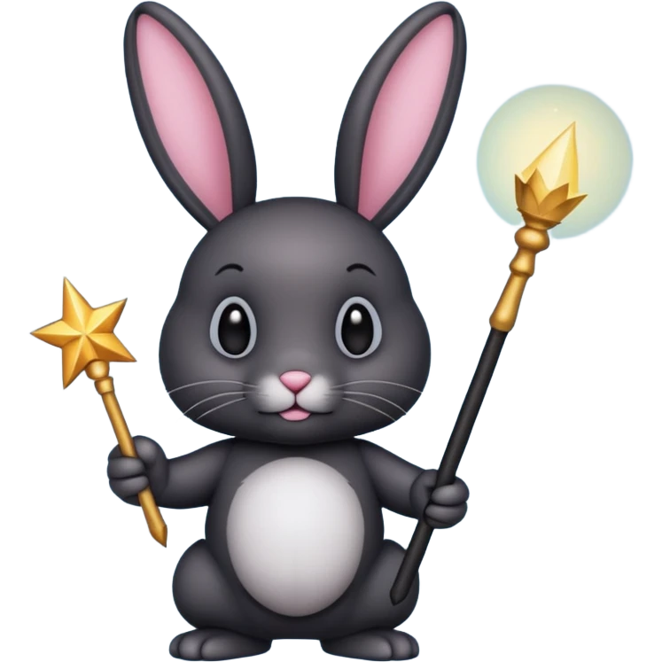 Black bunny with wand  emoji