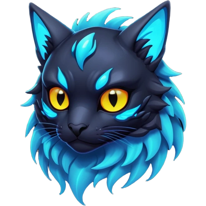 Black Dark Nocturnal Neon-glowing Abyssal Nightly Abyss-Cat-Gryphon-Fakémon Creature emoji