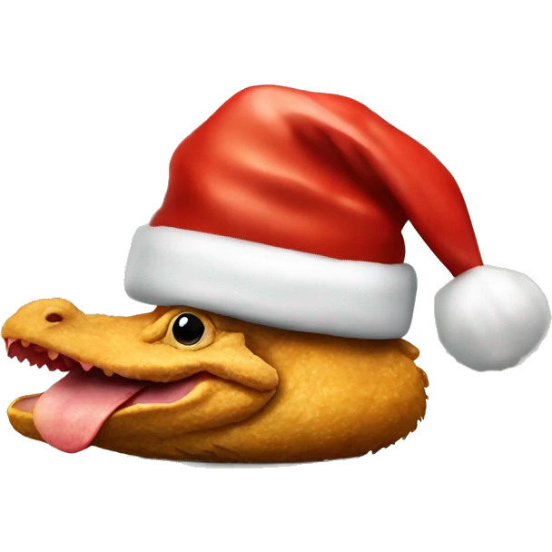 Chicken nugget with Santa hat on a alligator  emoji