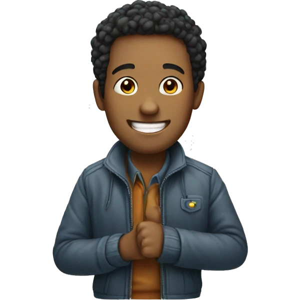 smiling man in jacket showing Thumb emoji