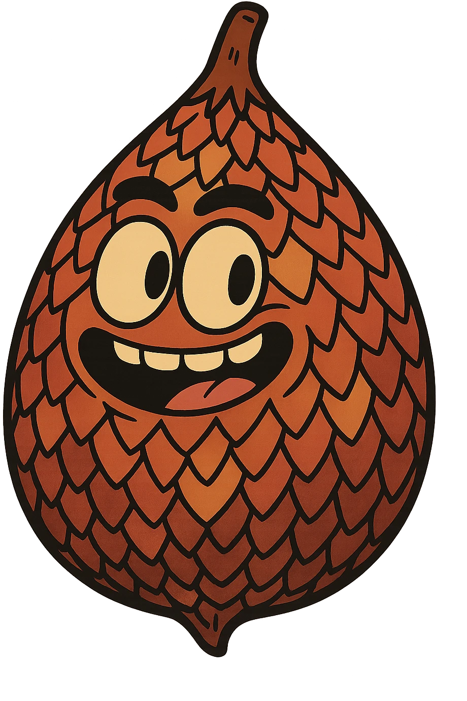 salak fruit, stylized cartoon, exaggerated scaly skin, bright colors, playful, no background emoji