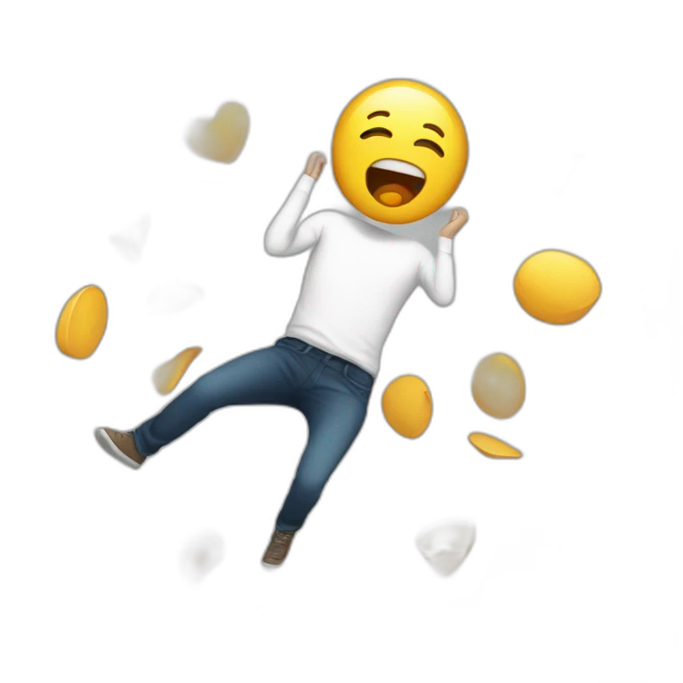 Falling man with depression and happy emoji
