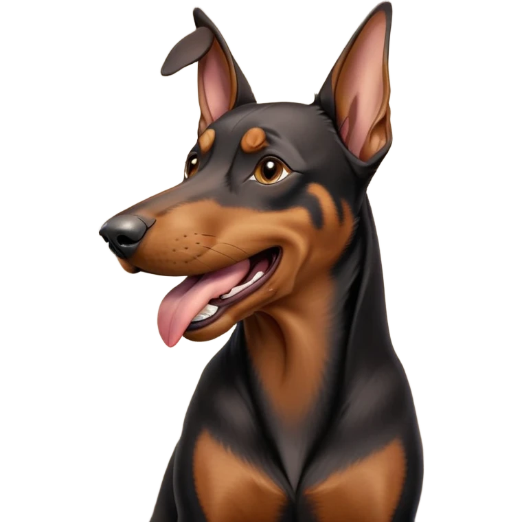 cinematic-cute-yawning-doberman-portrait-emoji,-head-tilted-slightly-with-a-dramatic,-wide-open-yawn,-revealing-a-sleek black and brown fur-with-a-subtle-shimmer,-floppy-ears-slightly-drooping,-round-brown-eyes-barely-open-in-drowsy emoji