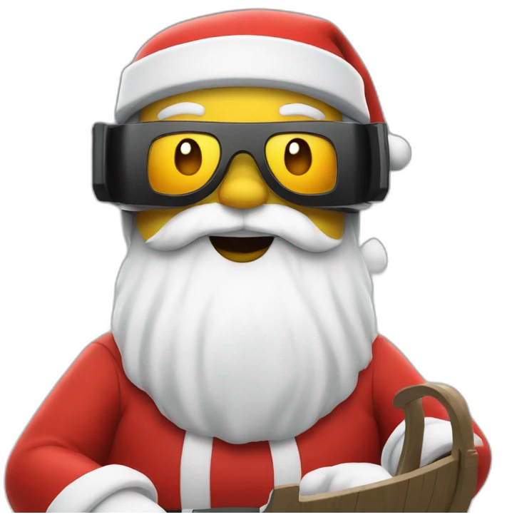 Santa in sleigh in vr headset emoji