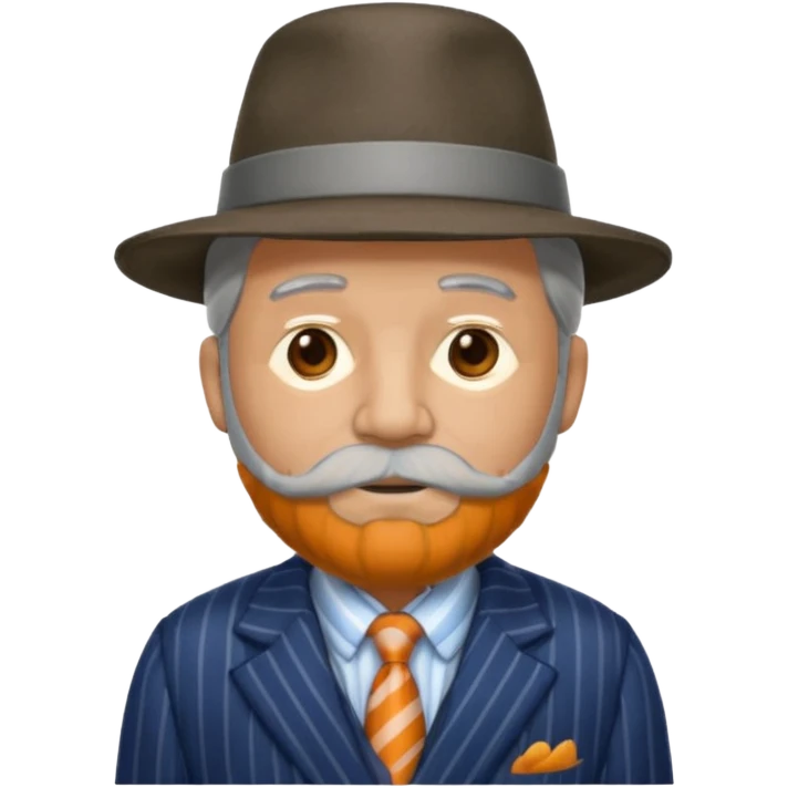 old weighted man with striped suit and felt hat emoji