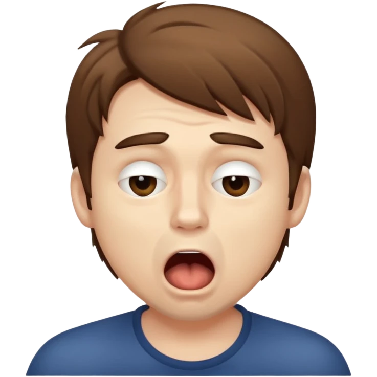 Weak man with disheveled hair, large dark circles under his eyes, and yawning emoji