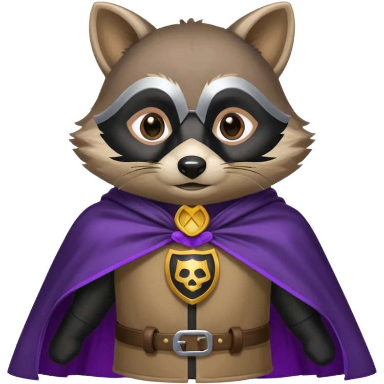 alors ce raton laver doit être équipé d'une cape de thieving noir avec trim bordure mauve comme dans le jeu old school runescape. au centre de la cape une icone de masque de voleur est visible emoji