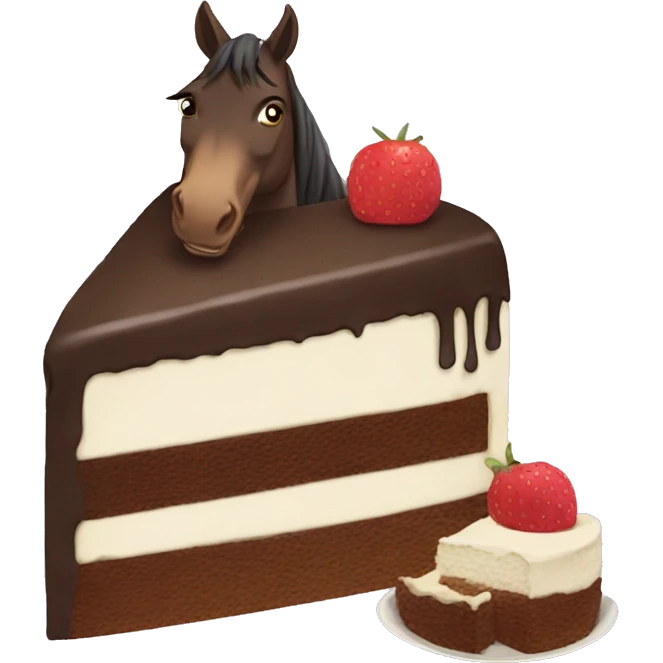 a cake-eating horse emoji