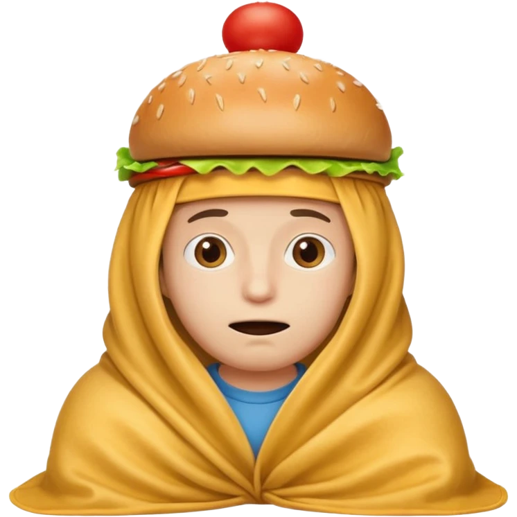 roblox guy wearing burger hat hiding under smelly blanket emoji